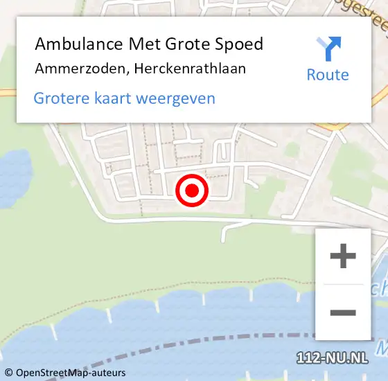 Locatie op kaart van de 112 melding: Ambulance Met Grote Spoed Naar Ammerzoden, Herckenrathlaan op 22 juli 2020 17:55