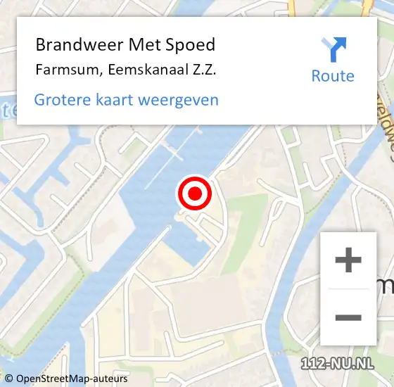Locatie op kaart van de 112 melding: Brandweer Met Spoed Naar Farmsum, Eemskanaal Z.Z. op 22 juli 2020 19:13