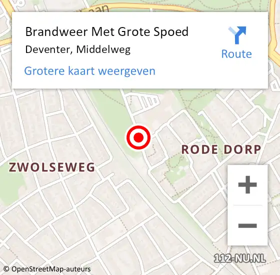 Locatie op kaart van de 112 melding: Brandweer Met Grote Spoed Naar Deventer, Middelweg op 22 juli 2020 19:24