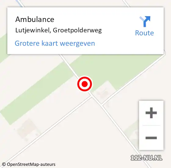 Locatie op kaart van de 112 melding: Ambulance Lutjewinkel, Groetpolderweg op 22 juli 2020 19:51