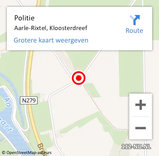 Locatie op kaart van de 112 melding: Politie Aarle-Rixtel, Kloosterdreef op 22 juli 2020 20:31