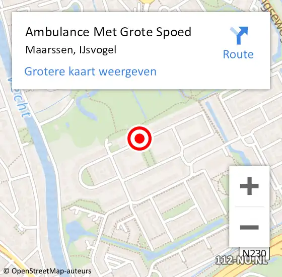 Locatie op kaart van de 112 melding: Ambulance Met Grote Spoed Naar Maarssen, IJsvogel op 22 juli 2020 20:53