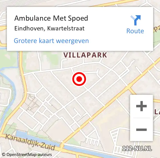 Locatie op kaart van de 112 melding: Ambulance Met Spoed Naar Eindhoven, Kwartelstraat op 22 juli 2020 21:11