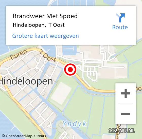 Locatie op kaart van de 112 melding: Brandweer Met Spoed Naar Hindeloopen, 'T Oost op 22 juli 2020 22:19