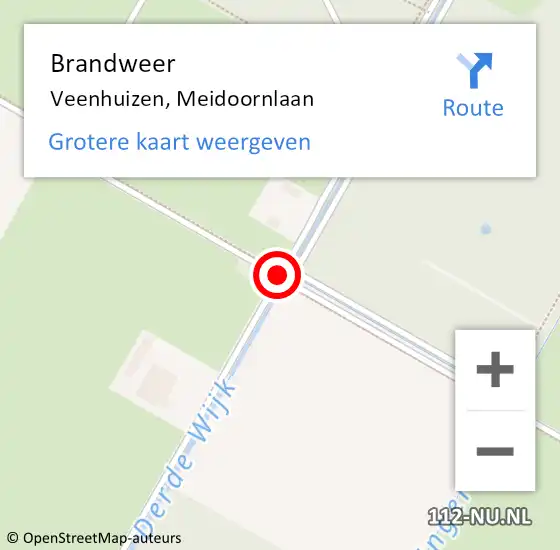 Locatie op kaart van de 112 melding: Brandweer Veenhuizen, Meidoornlaan op 22 juli 2020 23:28