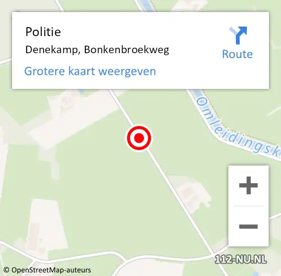 Locatie op kaart van de 112 melding: Politie Denekamp, Bonkenbroekweg op 23 juli 2020 00:27