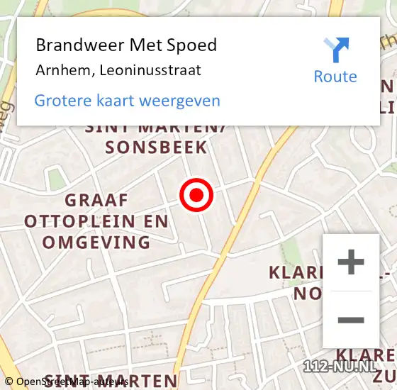 Locatie op kaart van de 112 melding: Brandweer Met Spoed Naar Arnhem, Leoninusstraat op 23 juli 2020 01:47