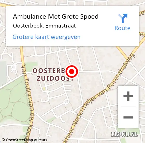 Locatie op kaart van de 112 melding: Ambulance Met Grote Spoed Naar Oosterbeek, Emmastraat op 23 juli 2020 04:44