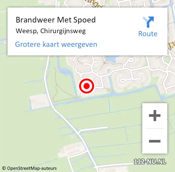 Locatie op kaart van de 112 melding: Brandweer Met Spoed Naar Weesp, Chirurgijnsweg op 23 juli 2020 04:55