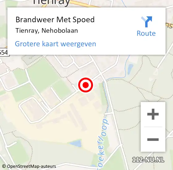 Locatie op kaart van de 112 melding: Brandweer Met Spoed Naar Tienray, Nehobolaan op 23 juli 2020 05:21