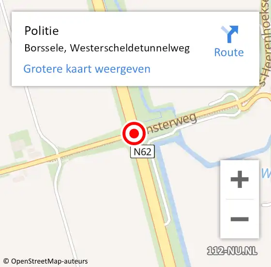Locatie op kaart van de 112 melding: Politie Borssele, Westerscheldetunnelweg op 23 juli 2020 07:49