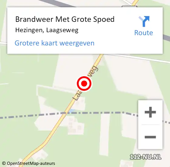 Locatie op kaart van de 112 melding: Brandweer Met Grote Spoed Naar Hezingen, Laagseweg op 23 juli 2020 08:17