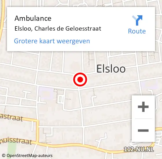 Locatie op kaart van de 112 melding: Ambulance Elsloo, Charles de Geloesstraat op 13 mei 2014 13:50