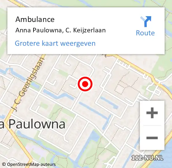 Locatie op kaart van de 112 melding: Ambulance Anna Paulowna, C. Keijzerlaan op 23 juli 2020 08:55