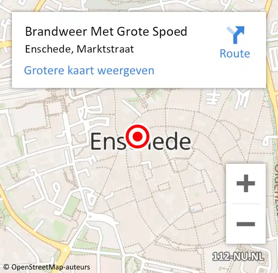 Locatie op kaart van de 112 melding: Brandweer Met Grote Spoed Naar Enschede, Marktstraat op 13 mei 2014 13:55