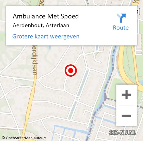 Locatie op kaart van de 112 melding: Ambulance Met Spoed Naar Aerdenhout, Asterlaan op 23 juli 2020 09:16