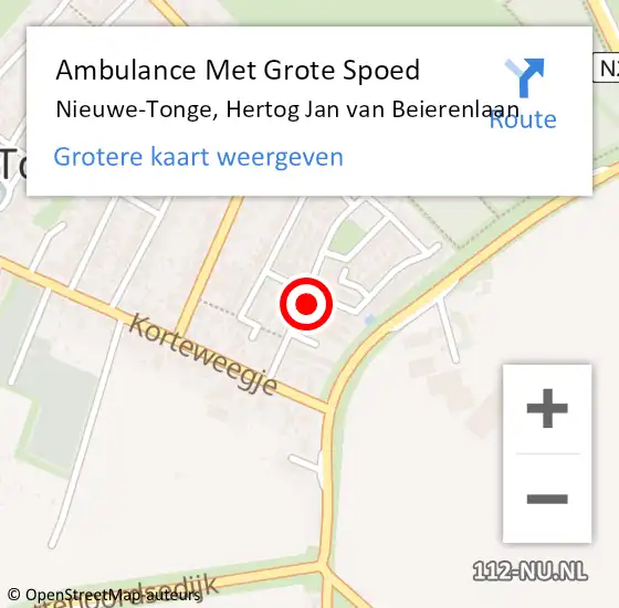 Locatie op kaart van de 112 melding: Ambulance Met Grote Spoed Naar Nieuwe-Tonge, Hertog Jan van Beierenlaan op 13 mei 2014 13:57