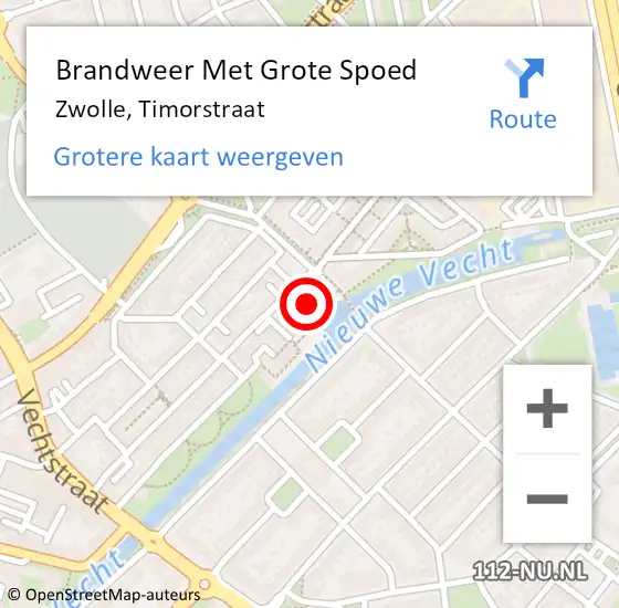 Locatie op kaart van de 112 melding: Brandweer Met Grote Spoed Naar Zwolle, Timorstraat op 23 juli 2020 09:54