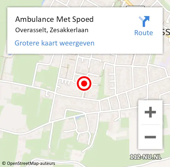 Locatie op kaart van de 112 melding: Ambulance Met Spoed Naar Overasselt, Zesakkerlaan op 23 juli 2020 10:07