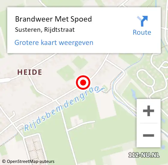 Locatie op kaart van de 112 melding: Brandweer Met Spoed Naar Susteren, Rijdtstraat op 23 juli 2020 10:33