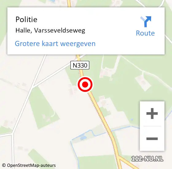 Locatie op kaart van de 112 melding: Politie Halle, Varsseveldseweg op 23 juli 2020 10:43