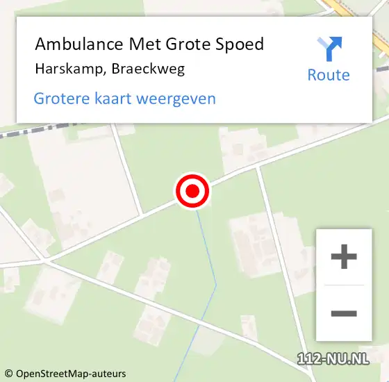 Locatie op kaart van de 112 melding: Ambulance Met Grote Spoed Naar Harskamp, Braeckweg op 23 juli 2020 10:58