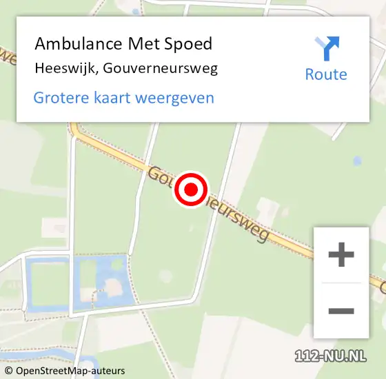 Locatie op kaart van de 112 melding: Ambulance Met Spoed Naar Heeswijk, Gouverneursweg op 23 juli 2020 11:19