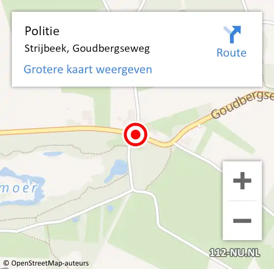 Locatie op kaart van de 112 melding: Politie Strijbeek, Goudbergseweg op 23 juli 2020 11:33