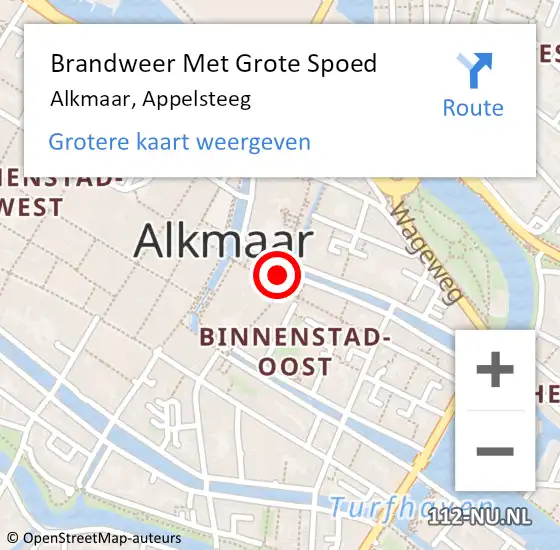 Locatie op kaart van de 112 melding: Brandweer Met Grote Spoed Naar Alkmaar, Appelsteeg op 23 juli 2020 11:37