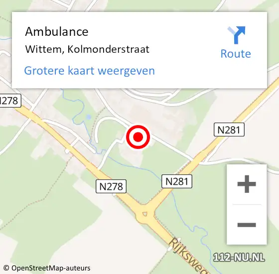 Locatie op kaart van de 112 melding: Ambulance Wittem, Kolmonderstraat op 13 mei 2014 14:14