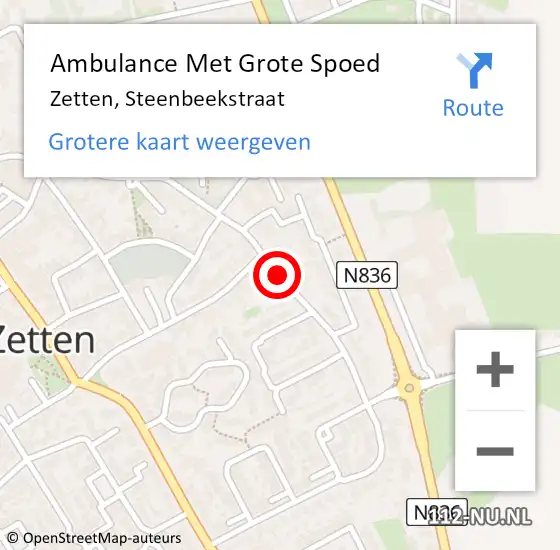 Locatie op kaart van de 112 melding: Ambulance Met Grote Spoed Naar Zetten, Steenbeekstraat op 23 juli 2020 12:34