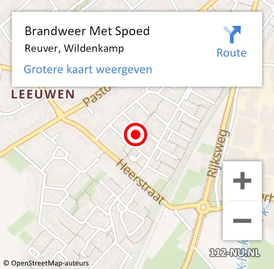 Locatie op kaart van de 112 melding: Brandweer Met Spoed Naar Reuver, Wildenkamp op 23 juli 2020 13:53