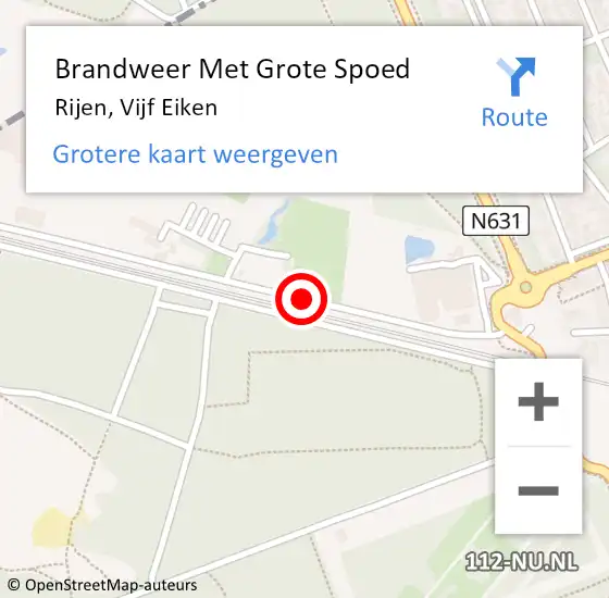 Locatie op kaart van de 112 melding: Brandweer Met Grote Spoed Naar Rijen, Vijf Eiken op 23 juli 2020 14:21