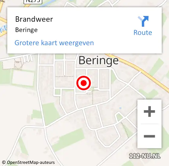 Locatie op kaart van de 112 melding: Brandweer Beringe op 23 juli 2020 14:53