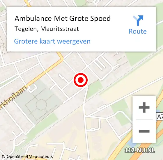 Locatie op kaart van de 112 melding: Ambulance Met Grote Spoed Naar Tegelen, Mauritsstraat op 23 juli 2020 15:04