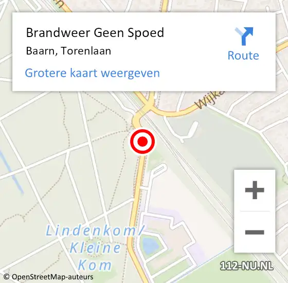 Locatie op kaart van de 112 melding: Brandweer Geen Spoed Naar Baarn, Torenlaan op 23 juli 2020 15:19