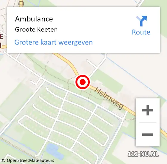 Locatie op kaart van de 112 melding: Ambulance Groote Keeten op 23 juli 2020 15:19