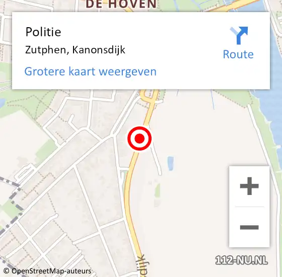 Locatie op kaart van de 112 melding: Politie Zutphen, Kanonsdijk op 23 juli 2020 15:34