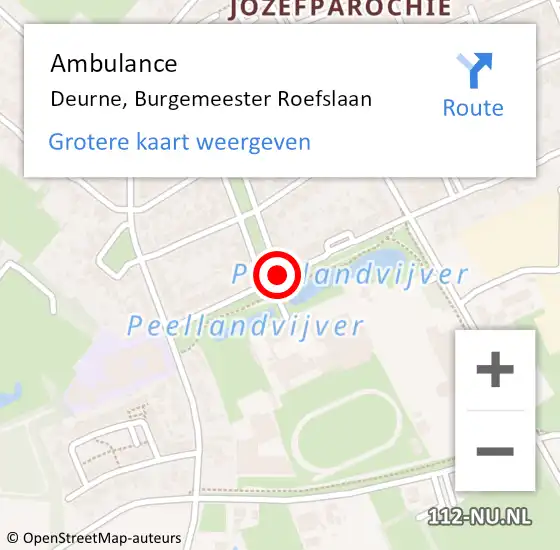 Locatie op kaart van de 112 melding: Ambulance Deurne, Burgemeester Roefslaan op 23 juli 2020 16:14