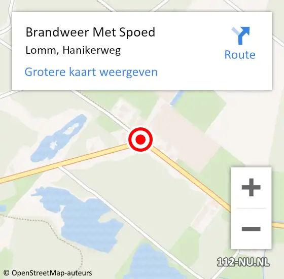 Locatie op kaart van de 112 melding: Brandweer Met Spoed Naar Lomm, Hanikerweg op 23 juli 2020 16:31