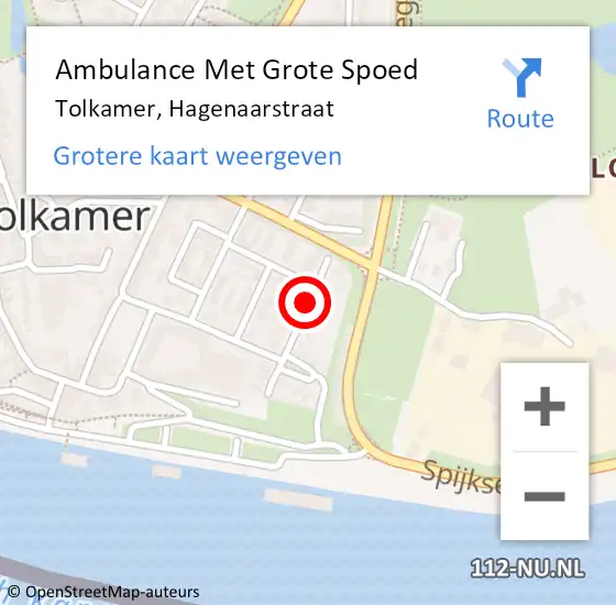 Locatie op kaart van de 112 melding: Ambulance Met Grote Spoed Naar Tolkamer, Hagenaarstraat op 23 juli 2020 16:44