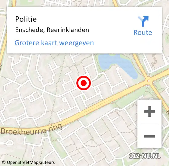 Locatie op kaart van de 112 melding: Politie Enschede, Reerinklanden op 23 juli 2020 17:17