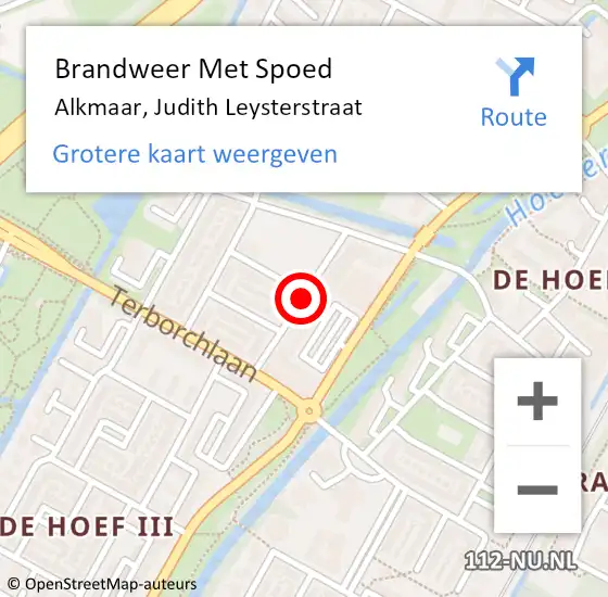 Locatie op kaart van de 112 melding: Brandweer Met Spoed Naar Alkmaar, Judith Leysterstraat op 23 juli 2020 17:55