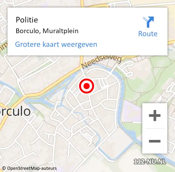 Locatie op kaart van de 112 melding: Politie Borculo, Muraltplein op 23 juli 2020 18:12