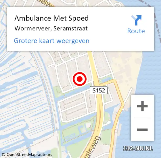 Locatie op kaart van de 112 melding: Ambulance Met Spoed Naar Wormerveer, Seramstraat op 23 juli 2020 18:51
