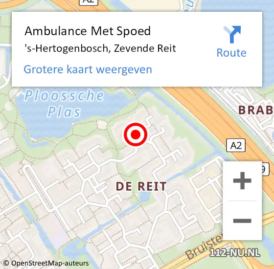 Locatie op kaart van de 112 melding: Ambulance Met Spoed Naar 's-Hertogenbosch, Zevende Reit op 23 juli 2020 19:54