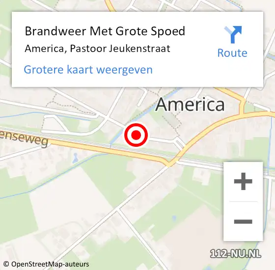 Locatie op kaart van de 112 melding: Brandweer Met Grote Spoed Naar America, Pastoor Jeukenstraat op 23 juli 2020 19:57