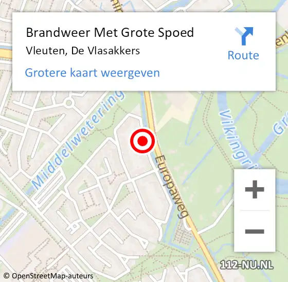 Locatie op kaart van de 112 melding: Brandweer Met Grote Spoed Naar Vleuten, De Vlasakkers op 23 juli 2020 20:40