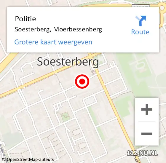 Locatie op kaart van de 112 melding: Politie Soesterberg, Moerbessenberg op 23 juli 2020 22:04