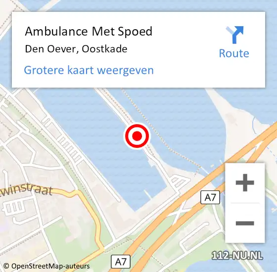 Locatie op kaart van de 112 melding: Ambulance Met Spoed Naar Den Oever, Oostkade op 23 juli 2020 22:28